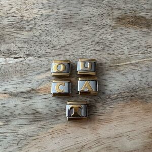 Gold Letter Italian Charm Links – Letters O, U, C, A, T